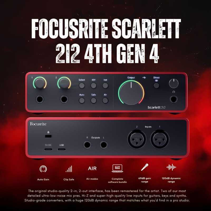 Focusrite Scarlett 2i2 USB-C Audio Interface Sound Card(4th Generation)